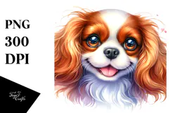 Happy Cavalier King Charles Spaniel Puppy PNG Product Image 1