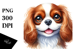 Watercolor Cute Cavalier King Charles Spaniel PNG Product Image 1