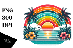 Retro Tropical Rainbow Sunset, 20 oz Tumbler Product Image 1