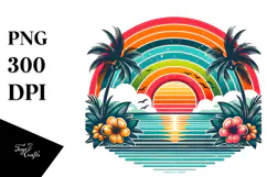 Retro Tropical Rainbow Sunset, 20 oz Tumbler Product Image 1
