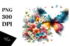 Colorful Butterfly and Flower Painting PNG Product Image 1