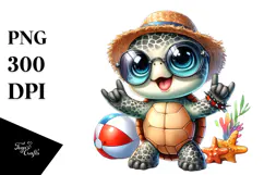 Baby Turtle with Rocker Look, Energetic PNG Product Image 1