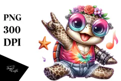 Baby Turtle with Rocker Look, Energetic PNG Product Image 1