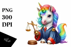 Baby Unicorn with Judge Robe, PNG Product Image 1