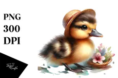 Digital Watercolor Baby Duck, Transparent PNG Product Image 1