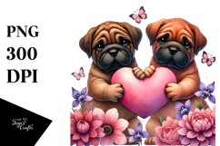 Cute Bullmastiff Holding Heart PNG Product Image 1