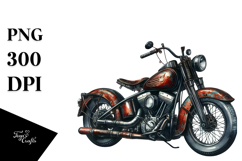 Vintage Motorcycle with USA Flag, Watercolor Product Image 1