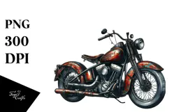 Vintage Motorcycle with USA Flag, Watercolor Product Image 1