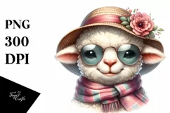 Funny Cute Lamb Wearing Scarf Watercolor Product Image 3