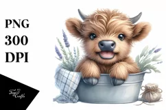 Smiling Baby Highland Cow in Recipient | Flower Touch Product Image 1
