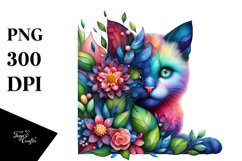 Abstract Vibrant Watercolor Kitten PNG Product Image 3