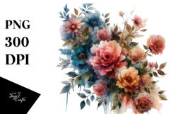 Colorful Grungy Flower Painting PNG Product Image 1