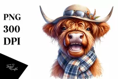 Cow Whimsical Highland Cow Portrait | Sublimation | Clipart Product Image 3