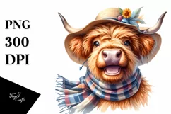 Cow Whimsical Highland Cow Portrait | Sublimation | Clipart Product Image 3