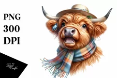 Cow Whimsical Highland Cow Portrait | Sublimation | Clipart Product Image 3