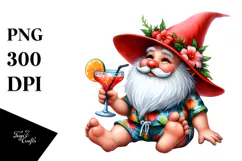 Beachwear Gnome Watercolor PNG Product Image 1
