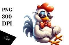 Silly Chicken with Bow Tie PNG Product Image 1