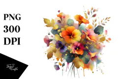 Colorful Bouquet Gold Foil Clipart Product Image 1
