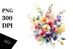 Vibrant Sweet Pea Splash Bouquet | Gold Foil Clipart Product Image 3