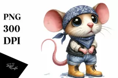 Watercolor Mouse Bandana Rain Boots Clipart Product Image 1