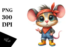Watercolor Mouse Bandana Rain Boots Clipart Product Image 1