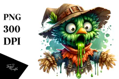 Funny Scarecrow Dripping Green Slime PNG Product Image 1