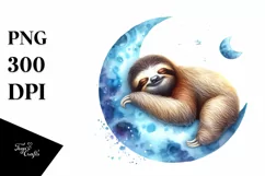 Vibrant Moon Koala Sloth Watercolor Clipart Product Image 4