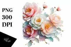 Abstract Glossy Peonies Art, Transparent PNG Product Image 1