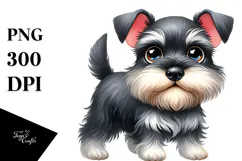 Happy Miniature Schnauzer Puppy PNG Product Image 1
