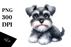 Happy Miniature Schnauzer Puppy PNG Product Image 1