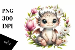Colorful Baby Smiling Dragon Clipart Product Image 1