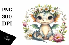 Colorful Baby Smiling Dragon Clipart Product Image 1