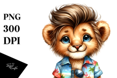 Cute Baby Lion with Cool Haircut, Beach Ready PNG Product Image 1