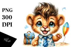 Energetic Lion Dressed for the Beach PNG Product Image 1
