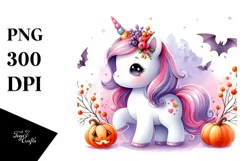 Cute Halloween Unicorn Scenery Clipart Product Image 3