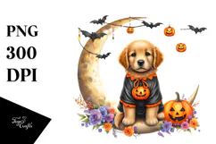 Puppy Dressed for Halloween, Cute PNG Product Image 1