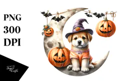 Puppy Dressed for Halloween, Cute PNG Product Image 1