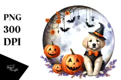 Halloween Puppy on Moon PNG Product Image 1