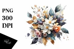 Colorful Jasmine Splash Bouquet | Gold Foil Clipart Product Image 3