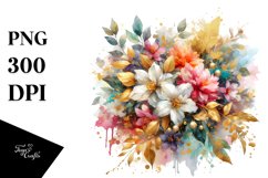 Colorful Splash Jasmine Bouquet | Sublimation Clipart Product Image 3