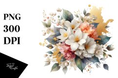 Colorful Splash Jasmine Bouquet | Sublimation Clipart Product Image 1