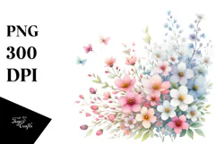 Cute Flower Painting with Splashes PNG Product Image 1
