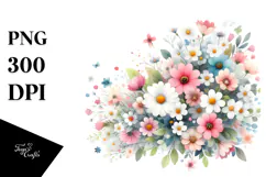Cute Flower Painting with Splashes PNG Product Image 1