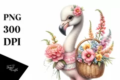Boho Baby Flamingo with Snapdragon Basket | Sublimation | Product Image 1