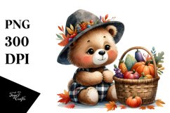 Baby Bear with Autumn Vegetables | Clipart Product Image 1