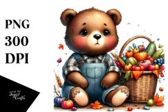 Baby Bear with Autumn Vegetables | Clipart Product Image 1