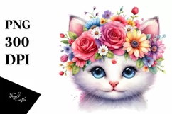 Watercolor Kitten Portrait, Transparent PNG Product Image 1