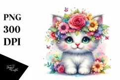 Vibrant Otter with Flower Crown PNG Product Image 1
