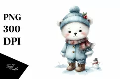 Cute Baby Bear, Washed Watercolor PNG Product Image 1