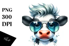 Funny Cow with Cool Hair PNG Product Image 1